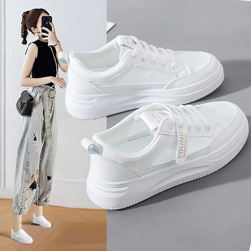 Casual Shoes Women's 2022 New Sneakers Woman Shoes Breathable Mesh Flats White All-match Ladies Loafers Student Casual Sneakers