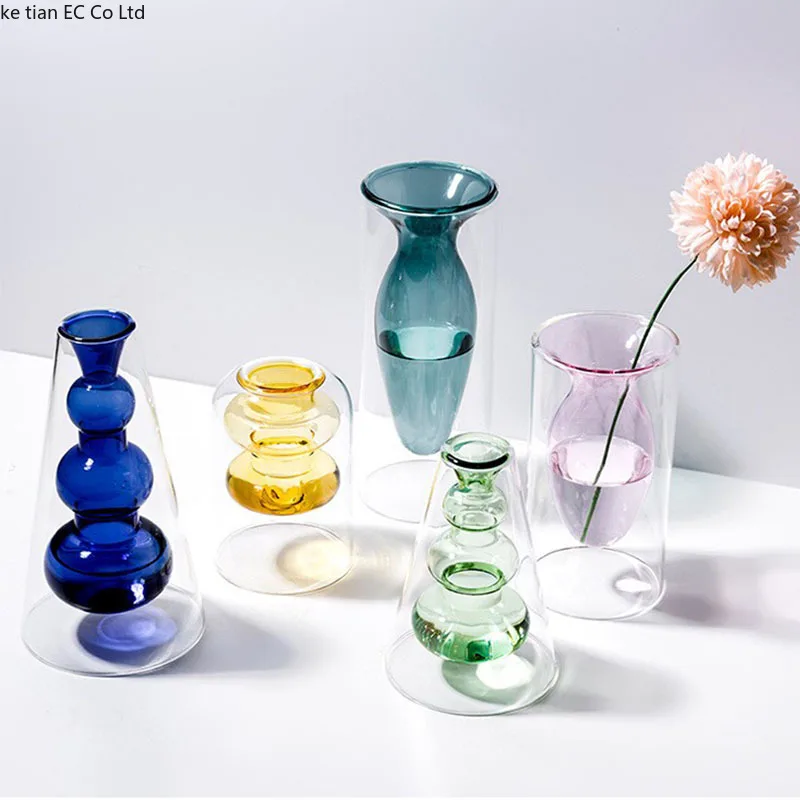 Nordic colour double glass diffuser Creative Essential oil perfume reed diffuser bottle Living room home bathroom decoration