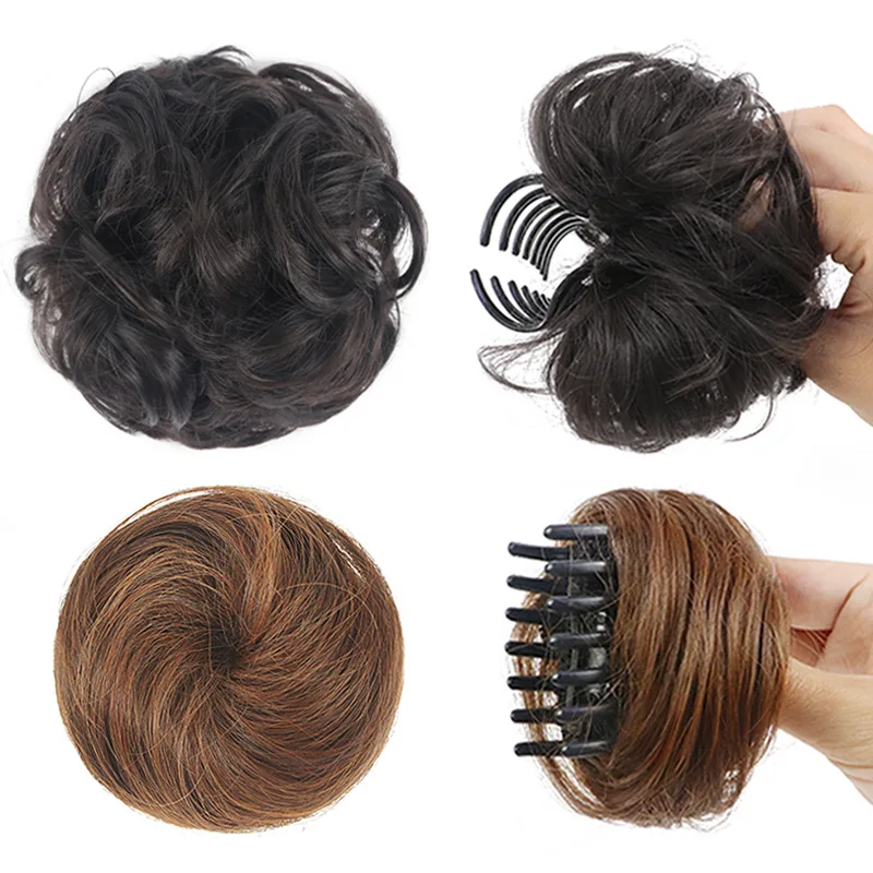 

4Pcs/Lot Wig Women's Bun Hair Grab Clip Donut Flower Head Bridal Fluffy Natural Tray Styling Accessories HA2634