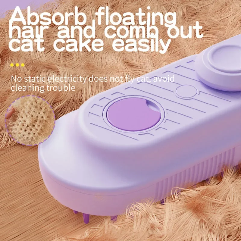 Pet Grooming Steamer Brush with Essential Oil Infusion for Massage and Hair Removal