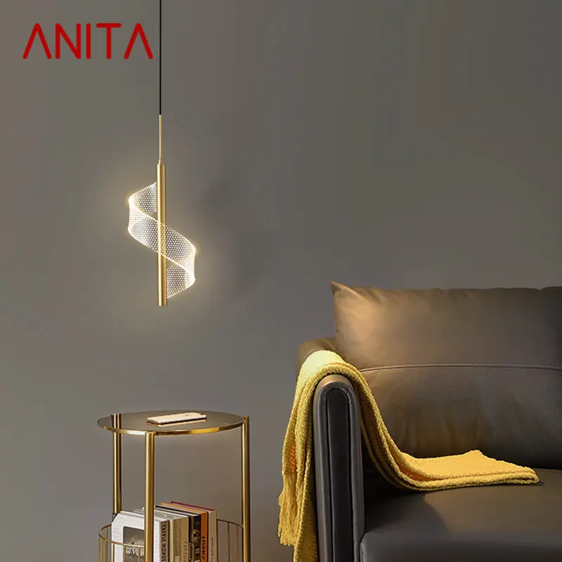 

ANITA Brass Pendant Chandelier LED 3 Colors Gold Copper Hanging Lights For Modern Home Live Room Bedroom Decor
