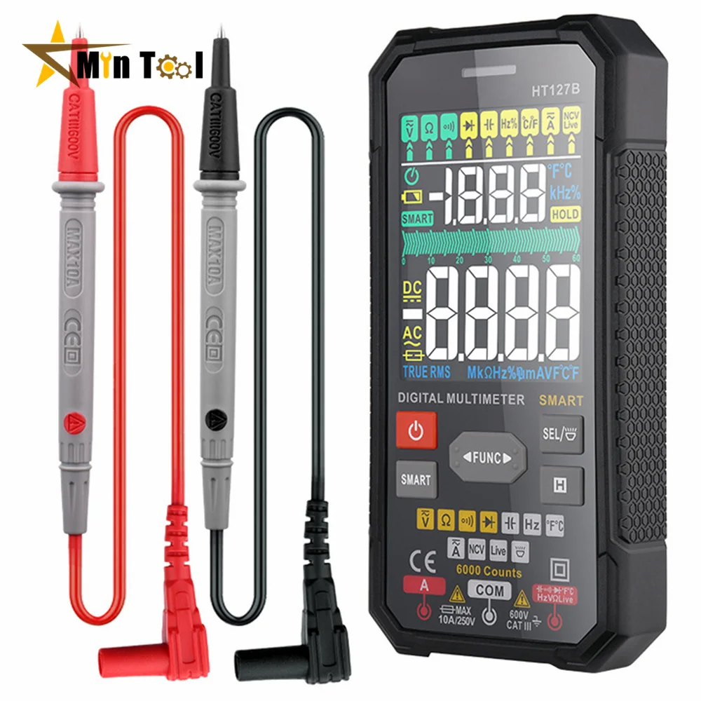 

HT127B Digital Multimeter 3.1 inch LCD VA Display 6000 Counts Meter Auto Range True RMS NCV Tester for Electrical Tool