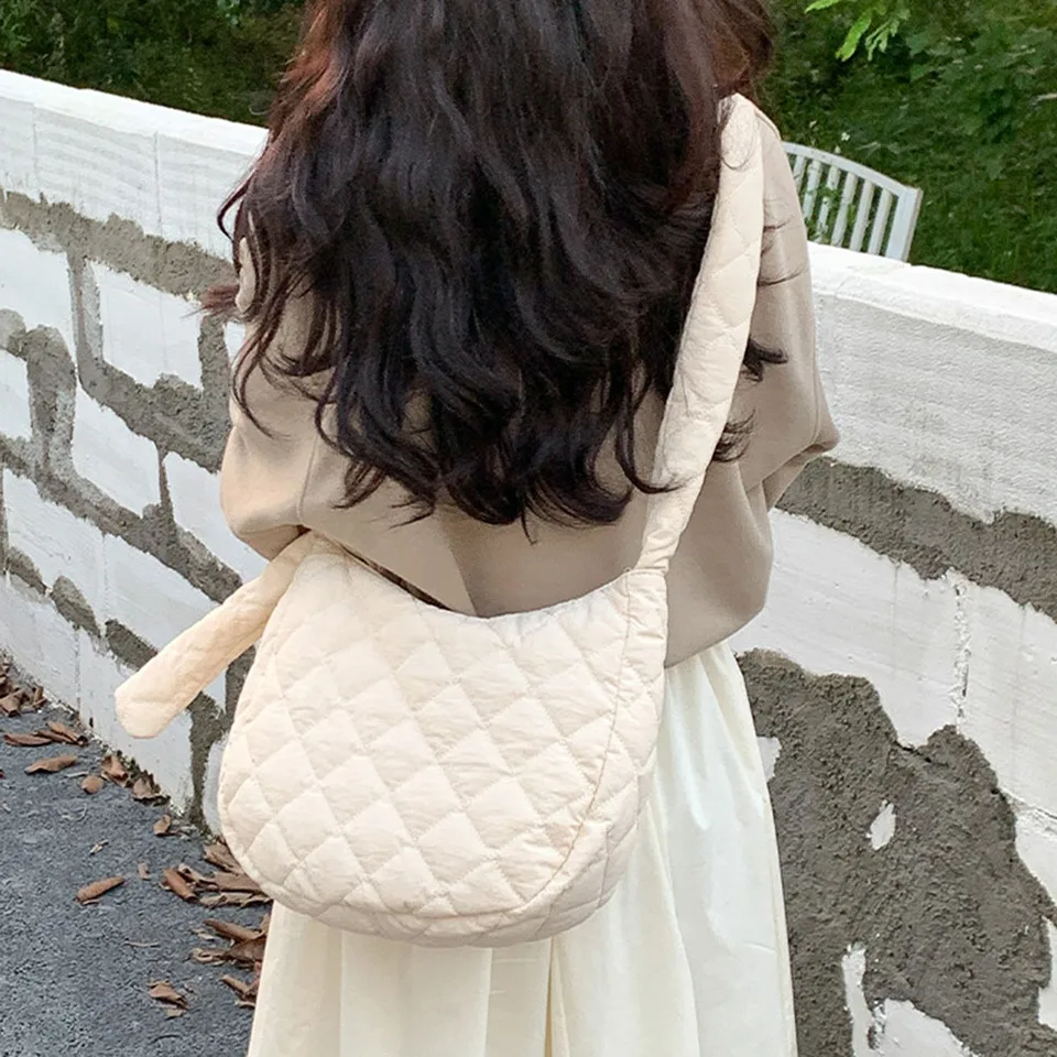 Sac Bandoulière Femme Matelassé - Grande Capacité - Coton - 25,5x36,5cm