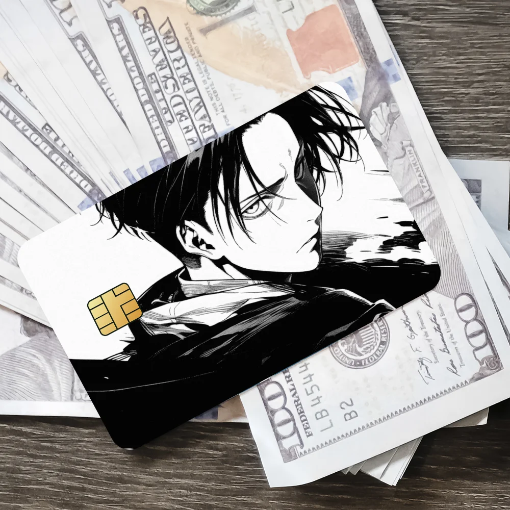 Levi Film Skin Cover Sticker Set for Credit Cards - Waterproof Anime Decor (4-Pack)