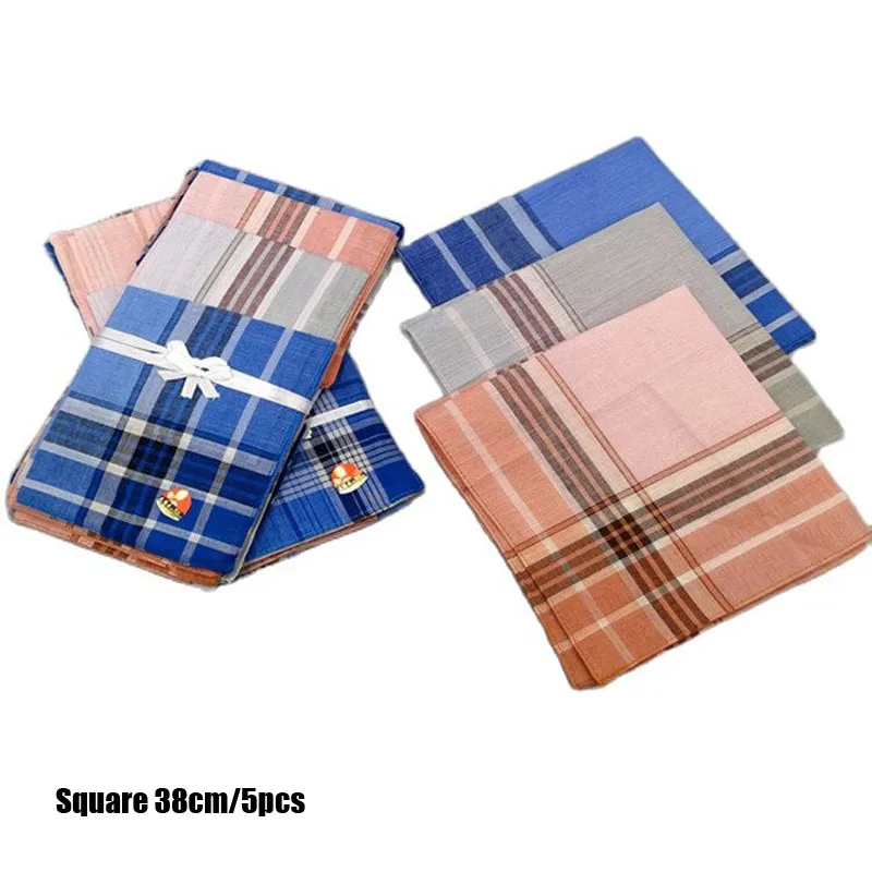 Hand Towels Pocket Towels 5PCS 38cm cotton printed men handkerchief Square male stripe Towel pocket scarf handkerchiefs washcloth hand towel