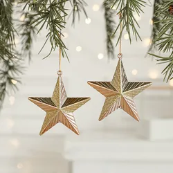 Set of 2 Red & White Santa Claus Christmas Tree Ornaments - Festive Hanging Decorations (B - star)