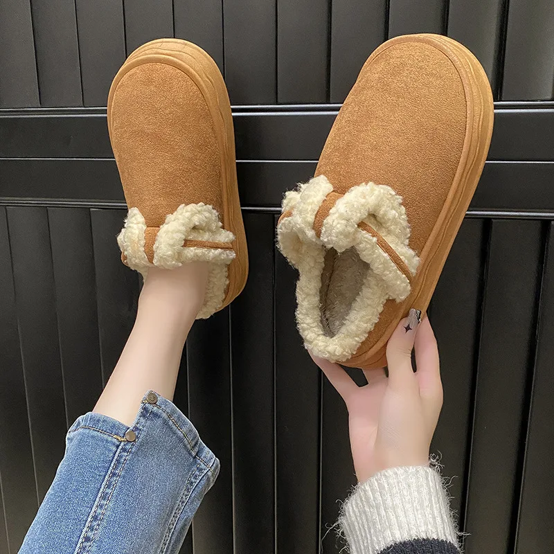 

Baotou Cotton Slippers for Women's Autumn and Winter New Versatile Thick Sole Plush Anti slip Home and Indoor Warmth Slippers