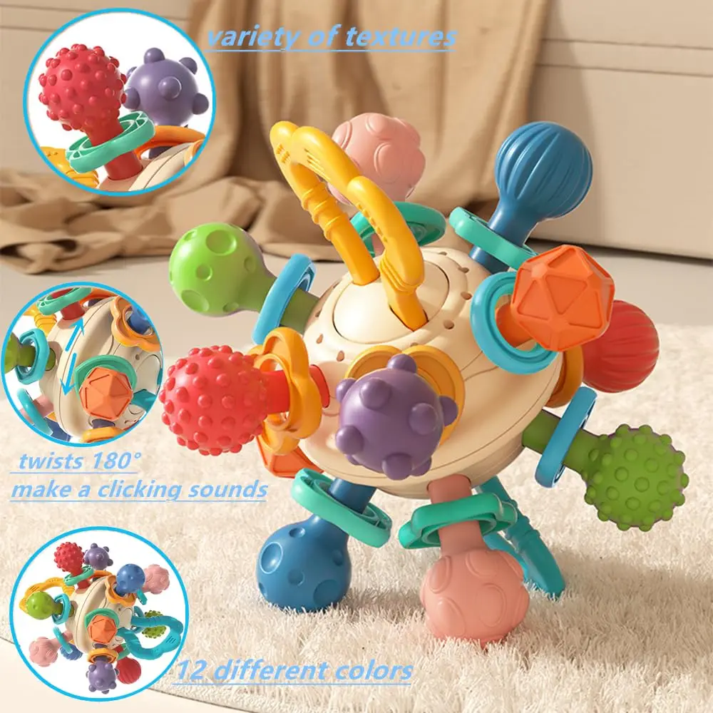 Baby Development Toys 0 6 12 Months Sensory Baby Teether Rattle Ball Educational Baby Toys Soft Teething Toys Games For Babies 2