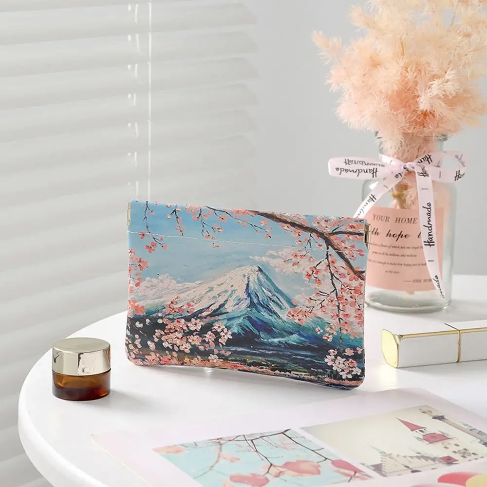 

Flower Printed Mini Self-closing Coin Purse Mountain Large Capacity Korean Small Makeup Bag Glasses Holder Cosmetic Bag