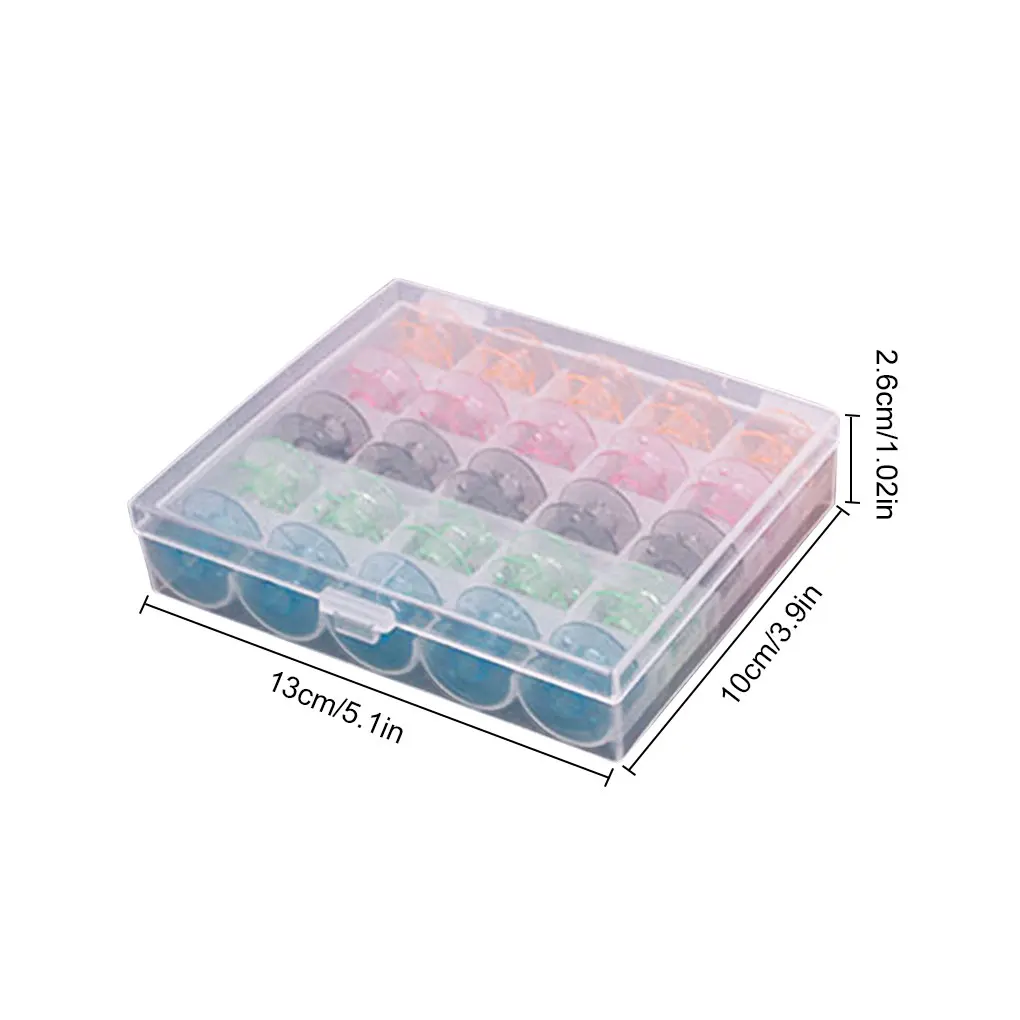 25 Pcs/box Empty Bobbin DIY Crafting Sewing Machine Plastic Spools Thread Organizer with Storage Box