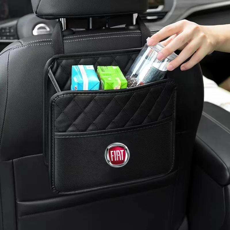 

Leather Car Seat Back Storage Bag Car Garbage Storage Box For Fiat punto abarth 500 stilo ducato palio bravo doblo Car Accessory