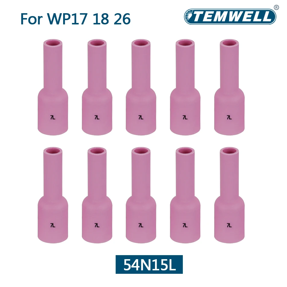 

TEMWELL 10Pcs 76mm 54N14L 54N15L 54N16L 54N17L 54N18L Alumina Nozzles For TIG WP17 18 26 Welding Torch Accessories Consumables
