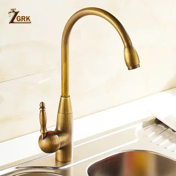 โบราณก๊อกน้ําห้องครัว Bronze อ่างล้างจานร้อนและเย็น KITCHEN Mixer TAP หมุน 360 องศาอ่างล้างจาน TAP 1