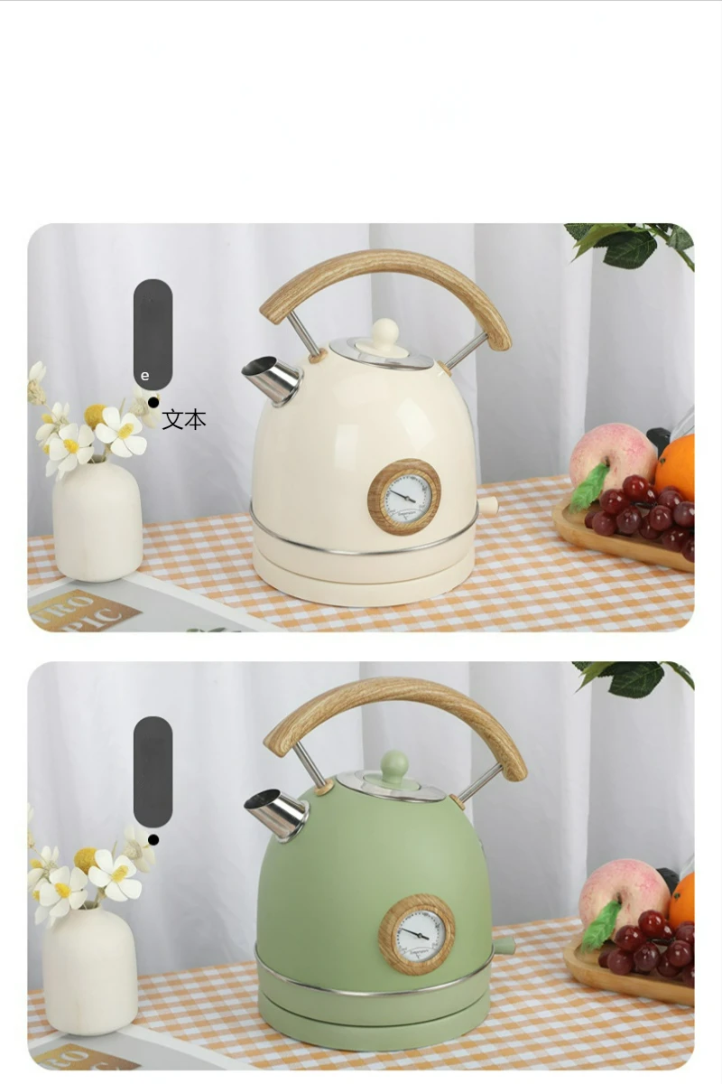 1.8L Milky White Retro Household Anti-ironing Electric Kettle 304 Stainless Steel Automatic Power Off Large Capacity Kettle 5