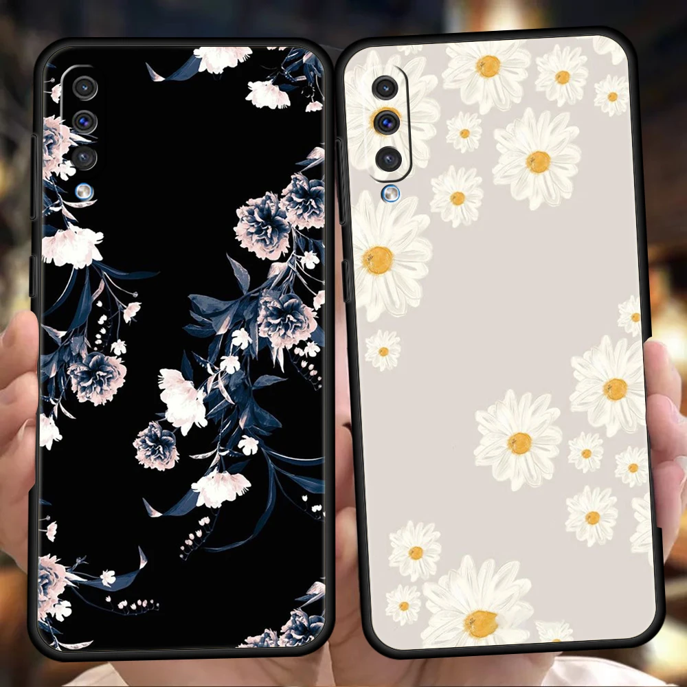 Black Silicone Floral Phone Case Cover - Elegant Design