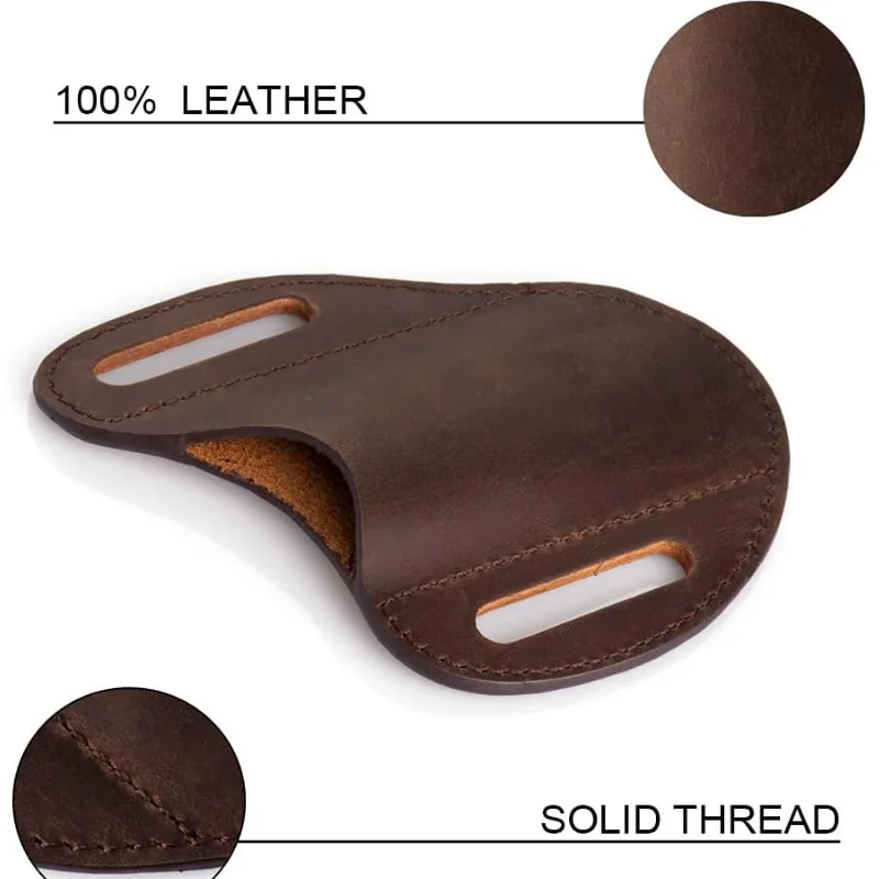Vintage Genuine Leather Folding Knife Sheath with Belt Loop - Outdoor Hunting & Tactical EDC Holster
