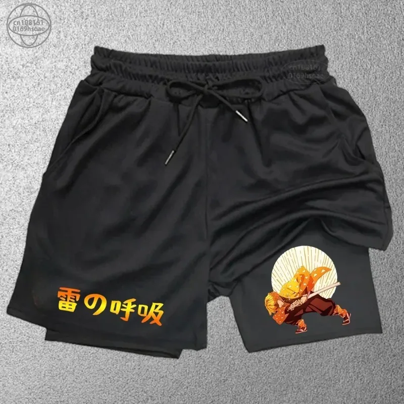 Trendy Printed Sports Shorts Men'Fitness 2in1 Shorts Double-layer Beach Pants Outdoor Training Running Shorts SweatpantsWorkout 3