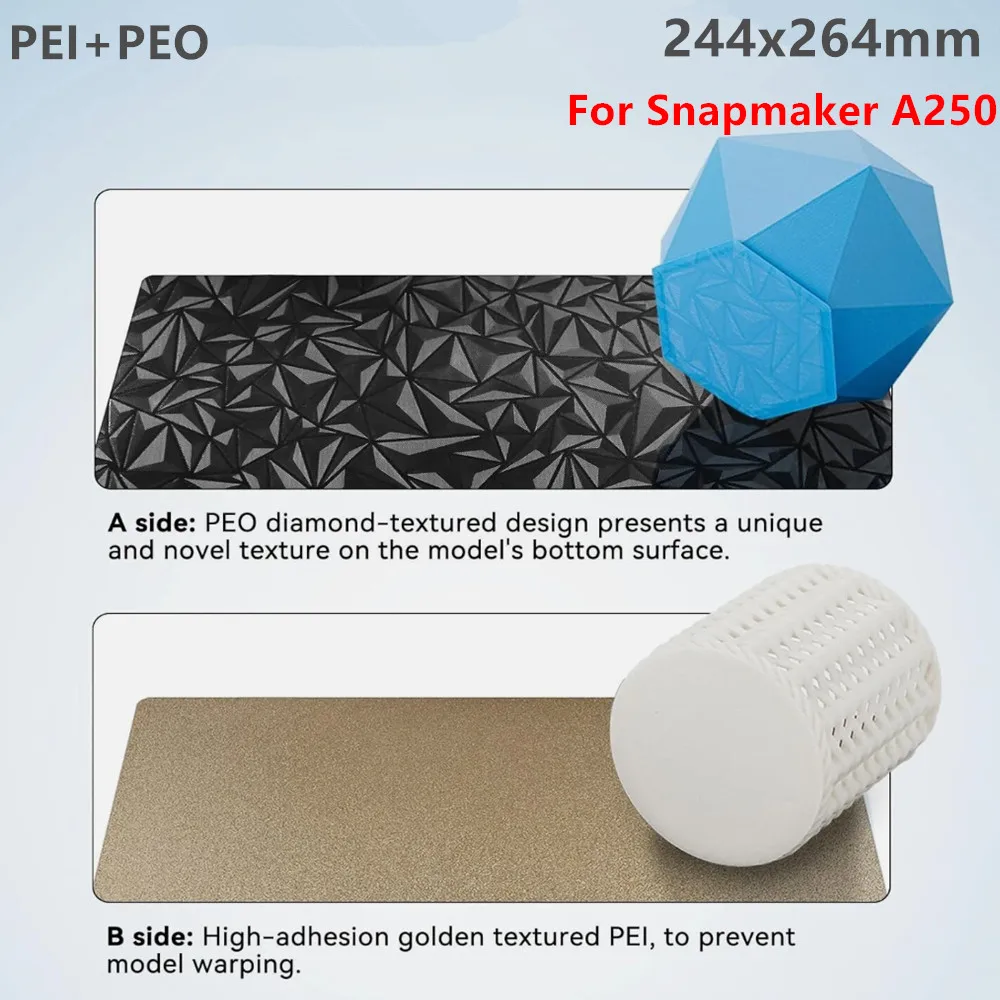 Doppelseitiges PEO+PEI-Blatt, 244 x 264 mm, flexibles PEI-Federstahl-Druckbett, magnetische Bauplatte für Snapmaker A250 3D-Drucker-Teil