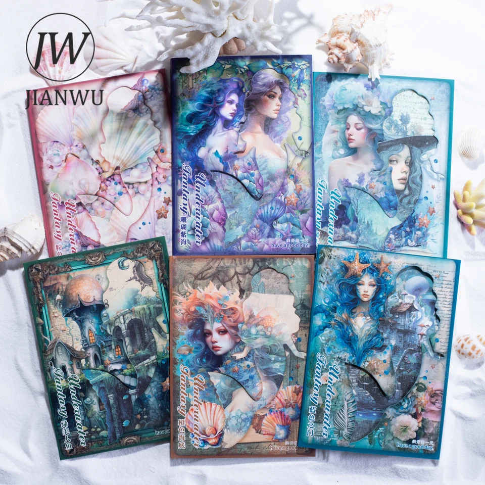 JIANWU 30 Sheets Underwater Fantasy Series Vintage Mermaid