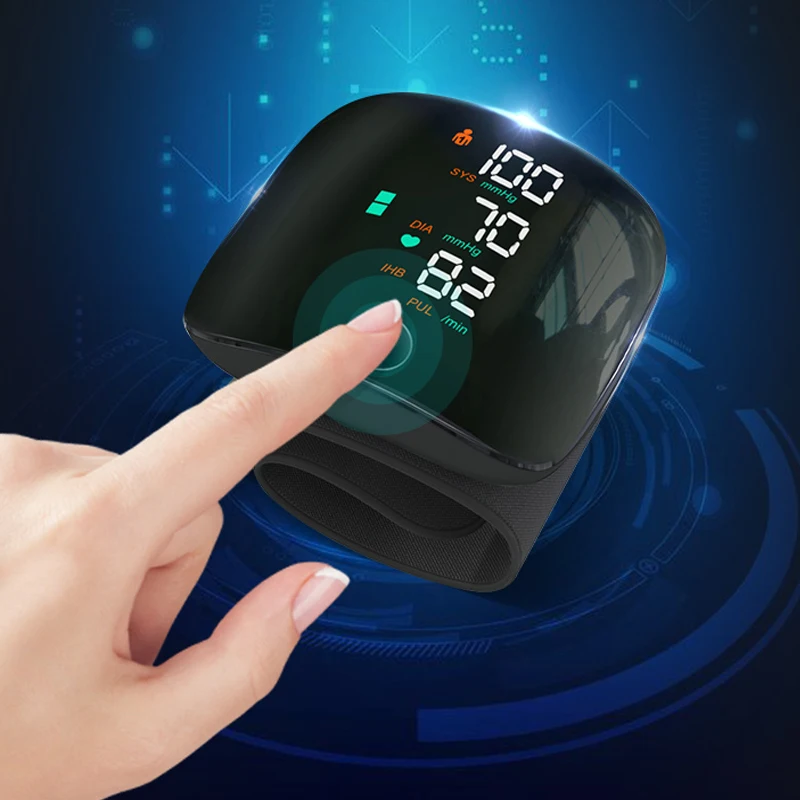 Digital Wrist Blood Pressure Monitor Sphygmomanometer Rechargeable Tonometer Tensiometer Heart Rate Meter BP Monitor
