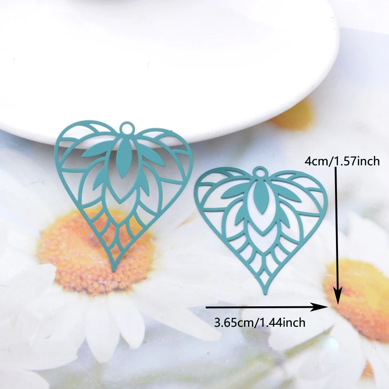 10pcs AB8210 황동 선조 하트 매력 다채로운 펜던트 Diy Jelwery 귀걸이 액세서리