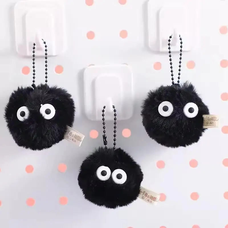 Cat Gift 5cm 10pcs Briquette Doll Pendant Keychain Bag Accessories Cute Plush Black Coal Ball Cartoon Toy Pendant Gift