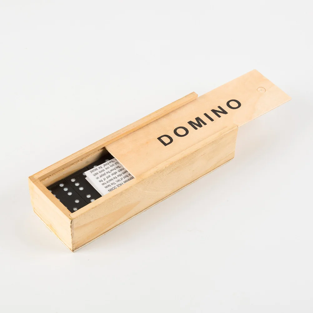 2 Sets Black Wooden Domino Blocks Set Stacking Toy Blocks Domino Board Games Playing Game Science