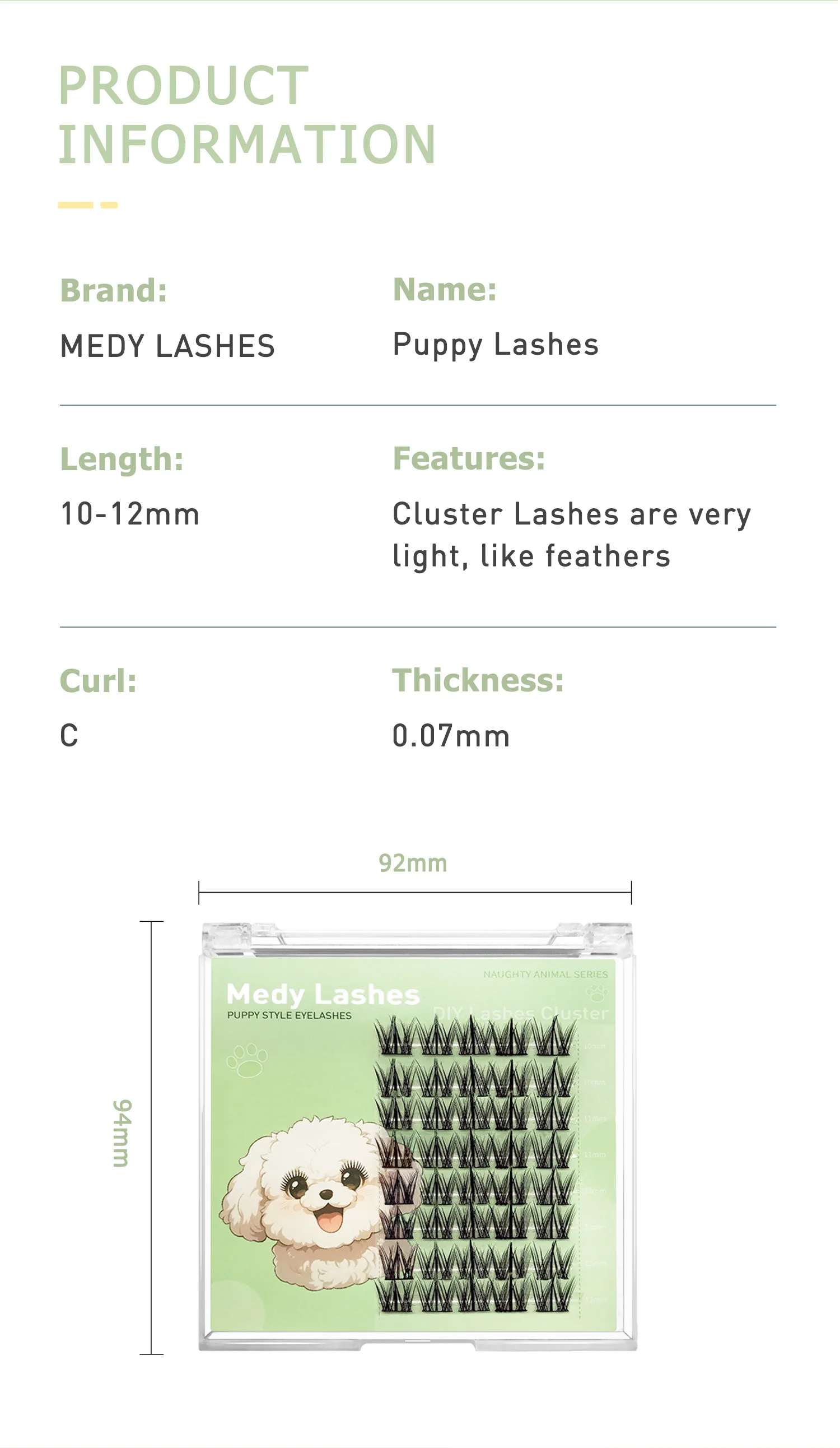 Description Picture 3 of itemPuppy lashes  Eye Lashes Segmented False Eyelashes Natural Simulation Thick Single Cluster Comic Fairy Lashes