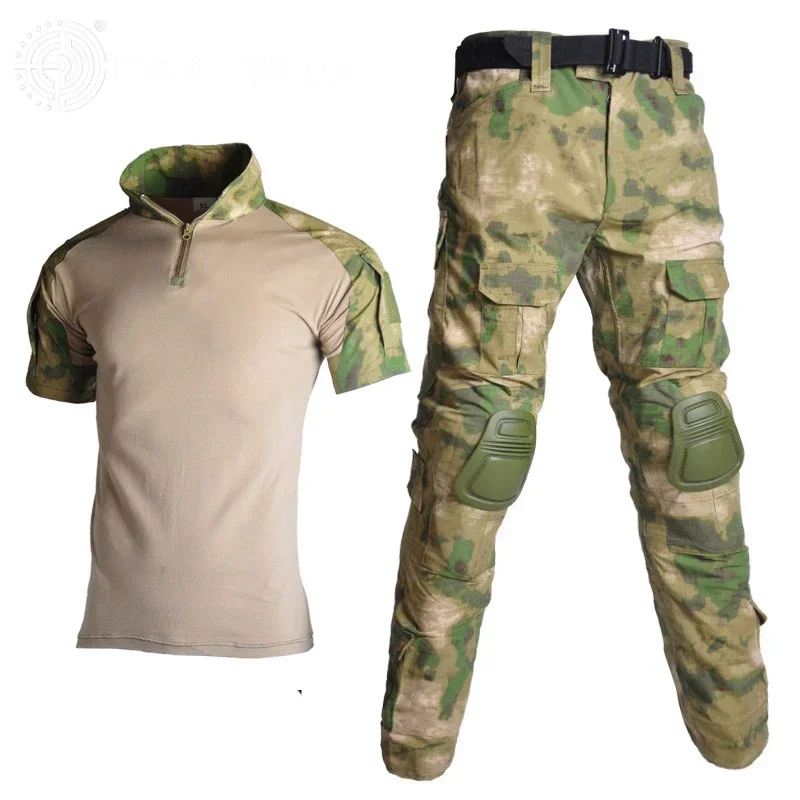 Tenue de camouflage tactique complète avec coudières et genouillères pour pêche, chasse et randonnée