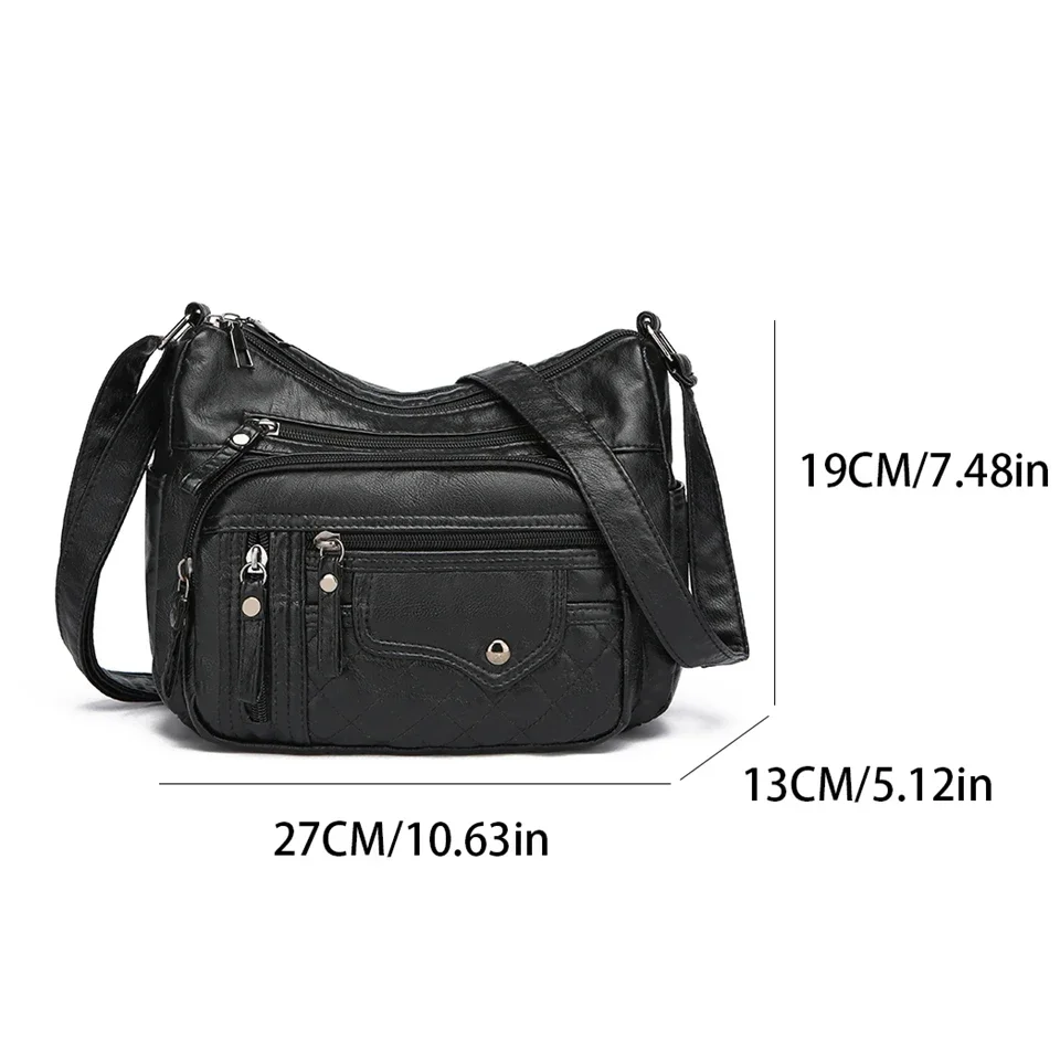 Fashion Soft Leather Crossbody Bags for Women Casual Female Multi Pocket Messenger Bags Retro Handbags Ladies Shoulder Bags 4