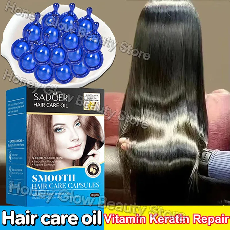 Magic Hair Vitamin Capsule Keratin Oil Fast Restore Hair Soft Smooth Shiny Deep Moisturizer Frizzy Dry Scalp Care Products