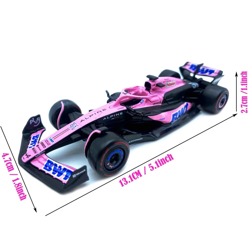 Bburago 1:43 BWT Alpine F1 Team 2023 A523 Bahrain #10 #31 Pink/Flat Racing Formula Car Static Simulation Diecast Alloy Model Car 4