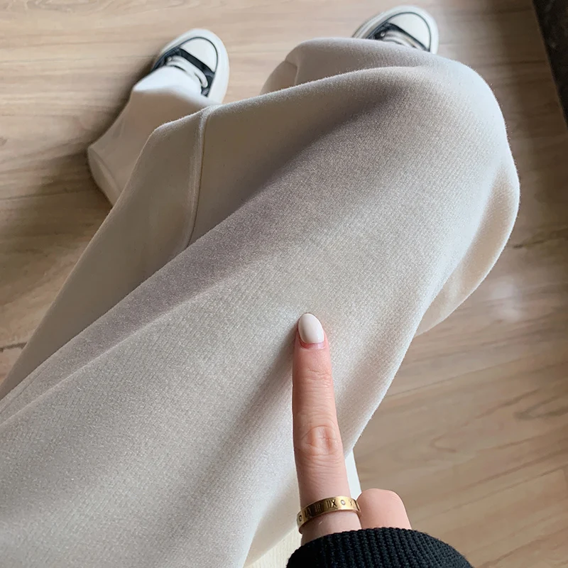 Maternity Long Straight Pants Wide Leg Loose Belly Trousers for Pregnant Women Autumn