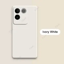Luxury Original Double Liner 360° Soft Square Liquid Silicone Phone Cover for IQOO Z7 Pro (Ivory White)