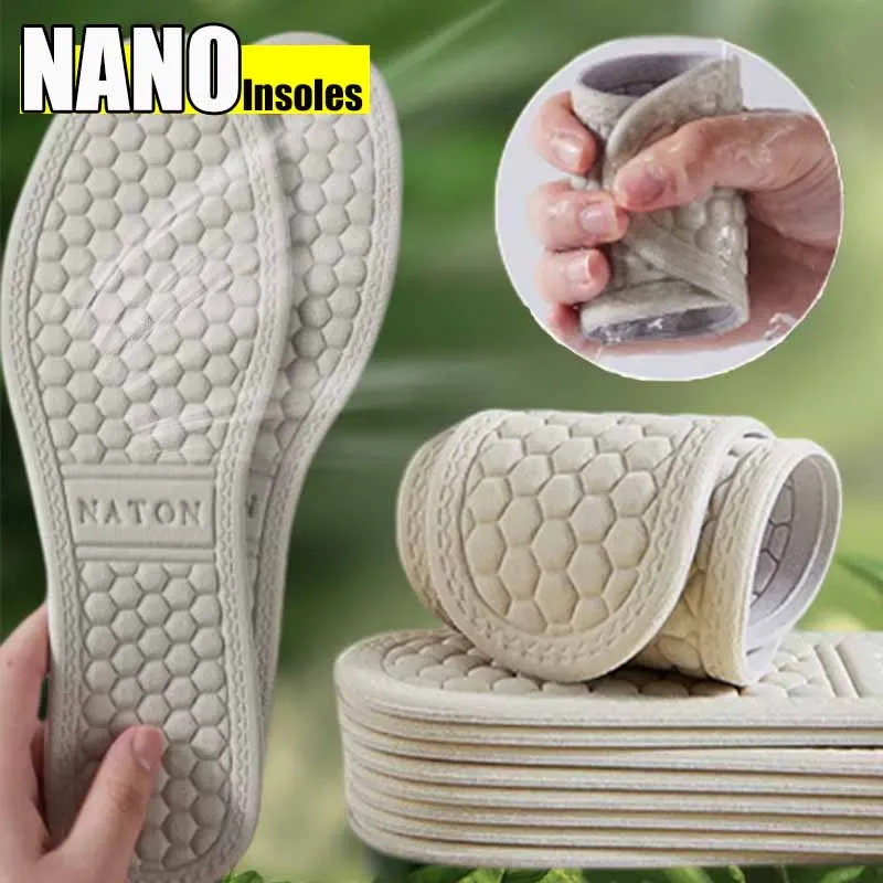 

2PCS Nano Deodorant Insoles Mesh Breathable Absorb-Sweat Non Slip Shoe Pads Pads Running Sport Insert Cushion for Men Women