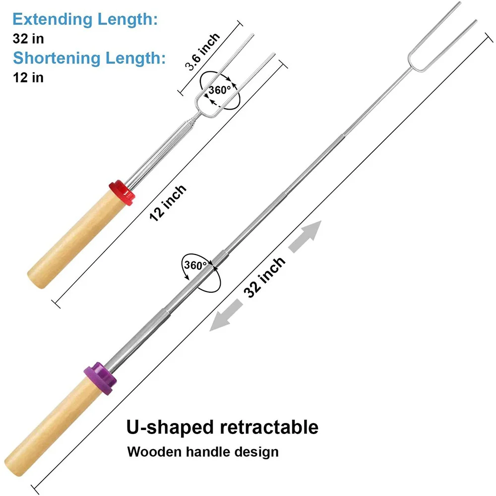 WALFOS 6/8/10pcs Double Metal Skewers For Barbecue Reusable BBQ Grill Forks Sticks Needle Barbecue Grill Stainless Steel Skewers