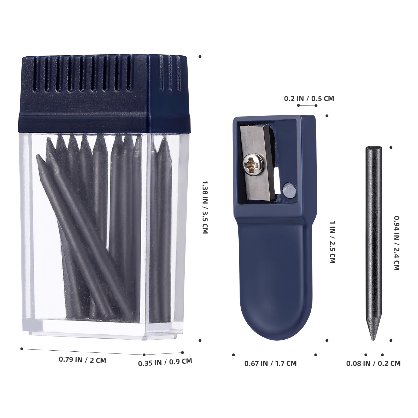 1 Set 2mm Compass Core Replacement Pencil Lead Stationery with Pencil Sharpener for Students Drafting Tools Compasses Tool 2