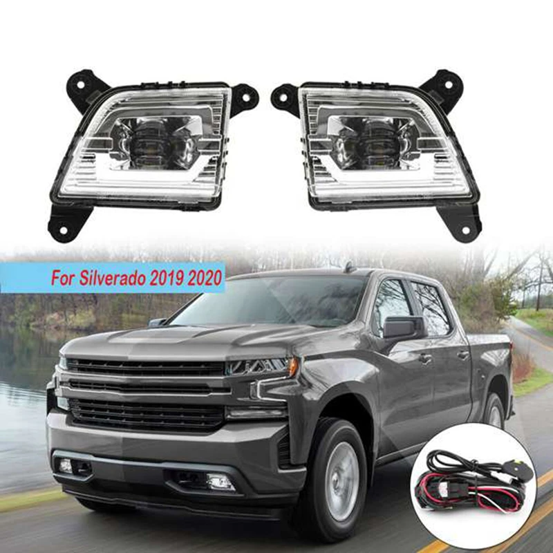 

Fits For Chevrolet SILVERADO 2019-2020 DRL Daytime Running Front Bumper Fog Light Lamp Assembly