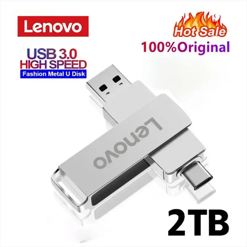 Флэш-накопитель Lenovo USB 2 в 1, флэш-накопитель с usb-портом на 1 ТБ для Iphone, Android, OTG, USB-накопитель для ноутбука Ps4