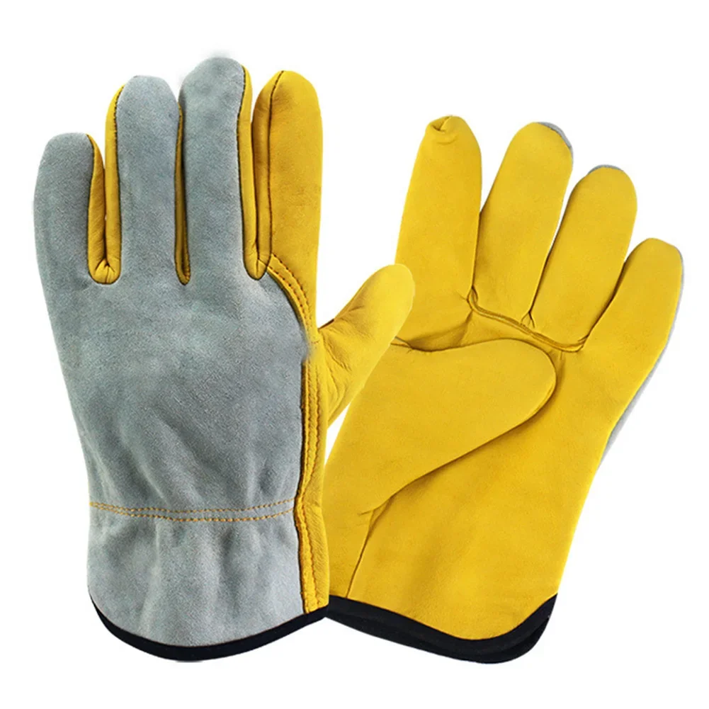 Work gloves Protective gloves 1 Pair Yellow Leather Gloves Soft Sensitive Gloves Finger Guards for TIG Welding Glove Accessoris Protection Safety Supplies