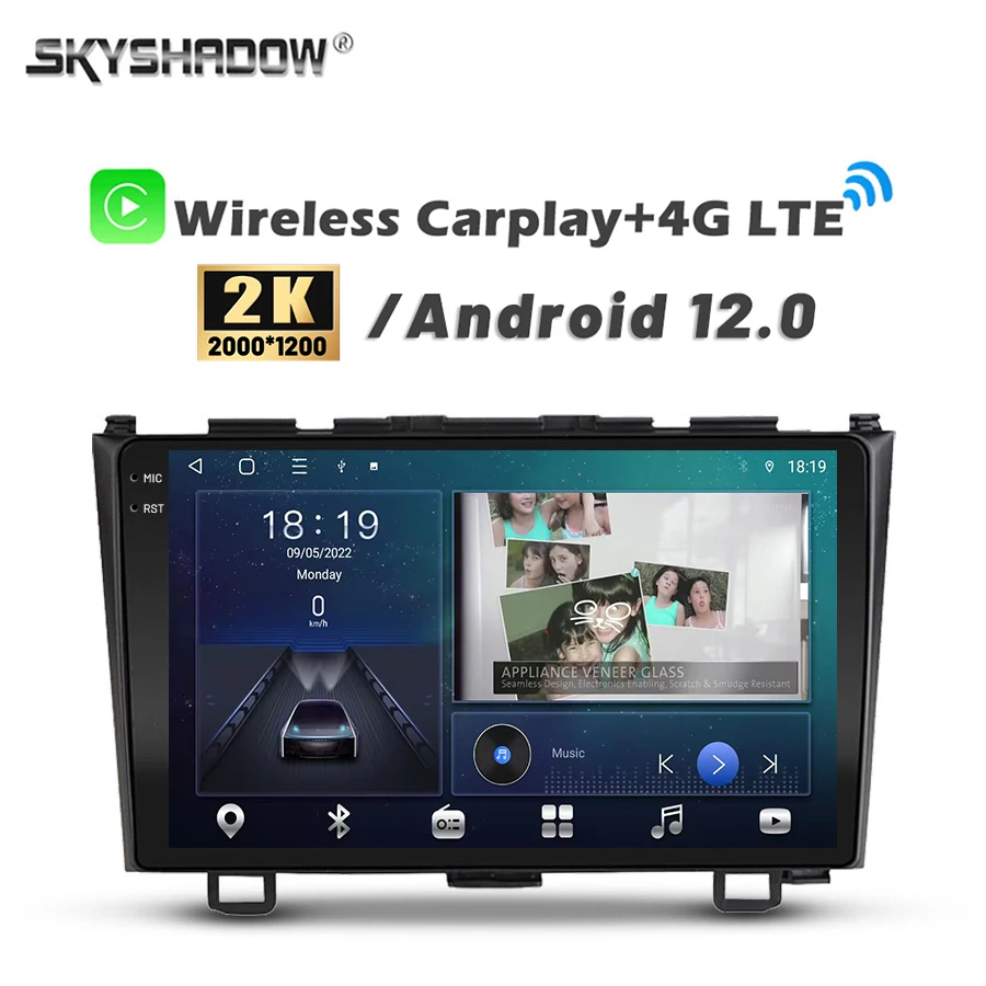 

2K 2000*1200 Carplay Android 12,0 8G + 128G автомобильный DVD-плеер GPS карта WIFI Bluetooth 5,0 RDS радио для Honda CR-V 3 RE CRV 2007-2012