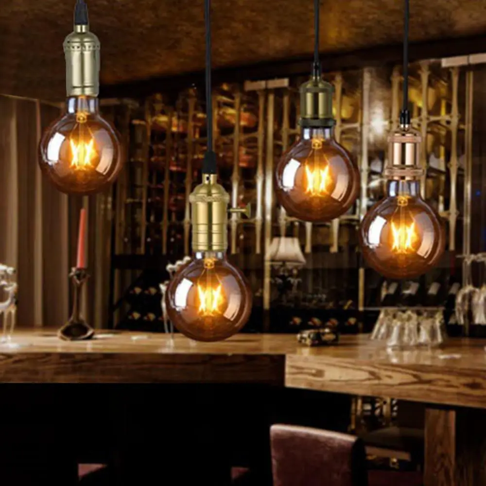 Light Retro E27 Ceiling Lamp Holder Pendant Socket Screw Fitting Base with Wire E27 Lamp Holder Vintage Edison bulb Base