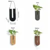 Multi-purpose Stable Wall-mounted Hydroponic Vase Durable Handmade Wood Frame Vase Craft Plant Holder Pendant Artificial Flower 6