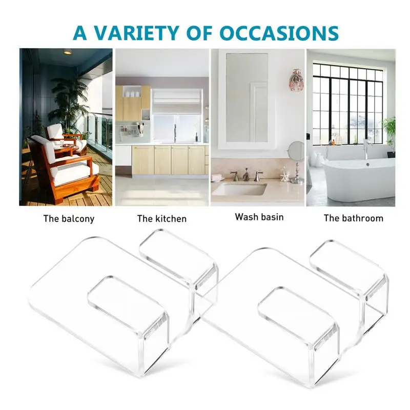 

Acrylic Wall Hook Transparent Removable Hooks Wall Adhesive Hooks For Shower Bedroom Decoration Storage Holders Accessories