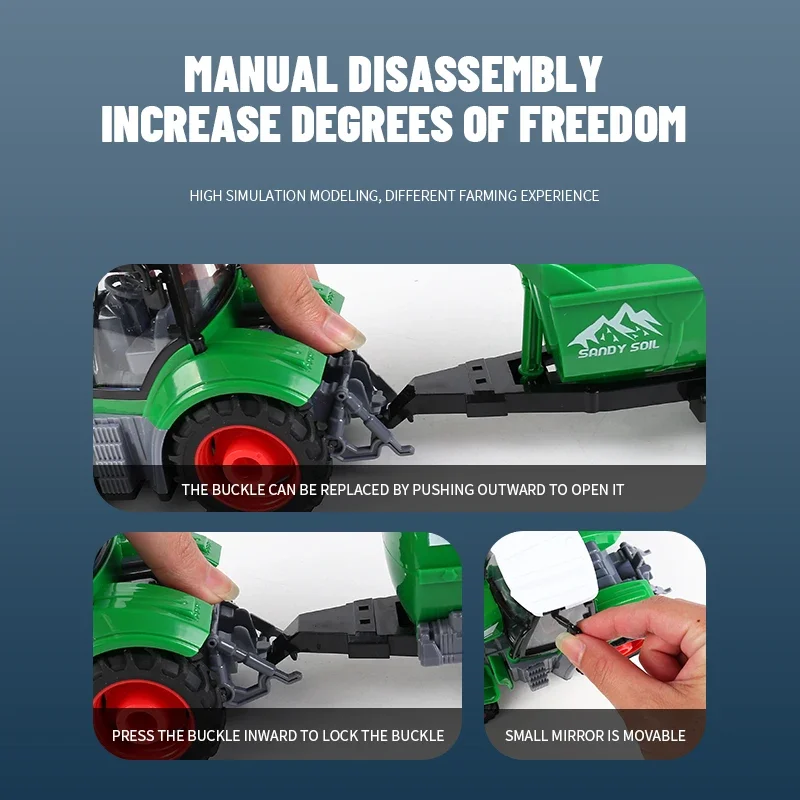 Rc Farm Trucks Set 1/24 Remote Control Tractor Toys for Children Agriculture Transporter Engineering Farming Scene Gift