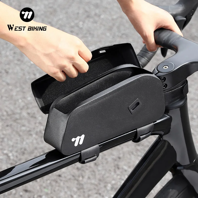 Bike Bag Bicycle Bag Bike Accessory Bike Storage Box WEST BIKING Bike Bag Hook Pouch Magnetic Upper Front Tube Storage Bag Waterproof MTB Bike Riding Frame Cycling Accessories