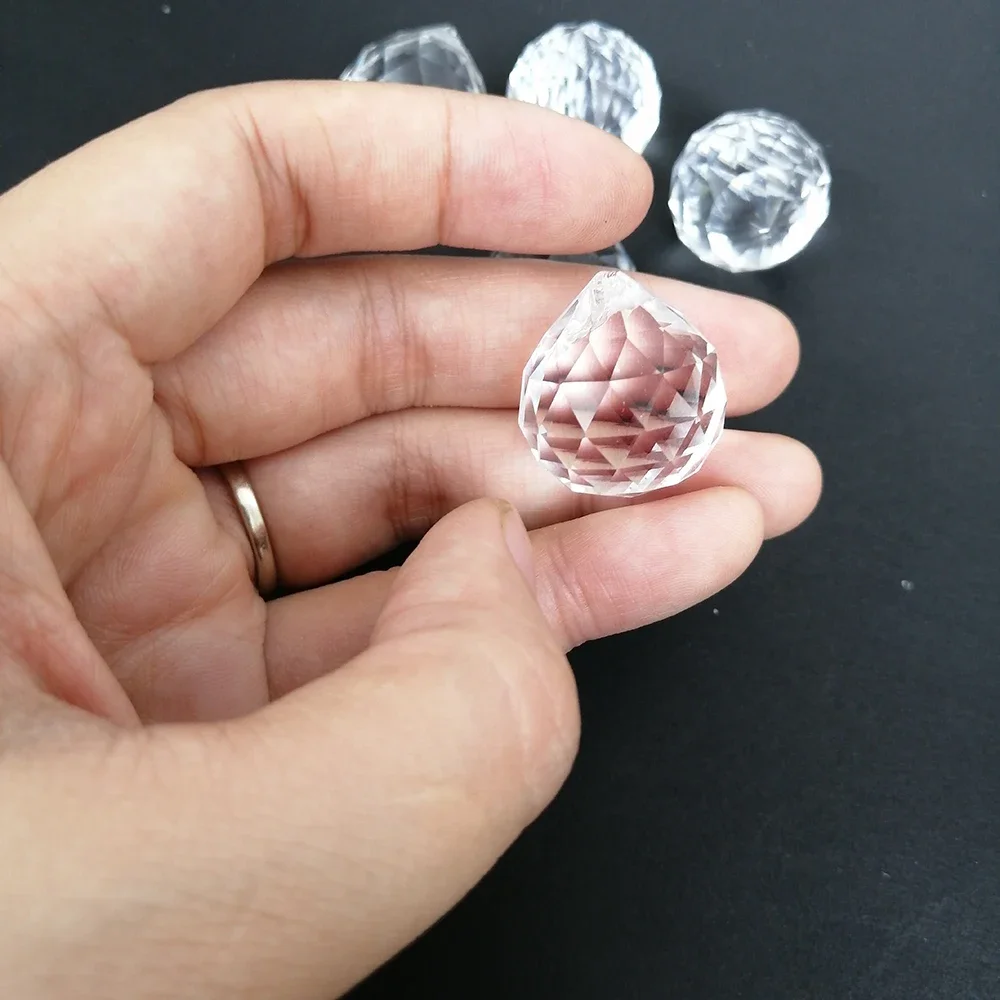 20mm Glass K9 Faceted Crystal Ball Pendant Prisms Lamp Lighting Part Hanging Chandelier Suncatcher Wedding Party DIY 5pcs Camal