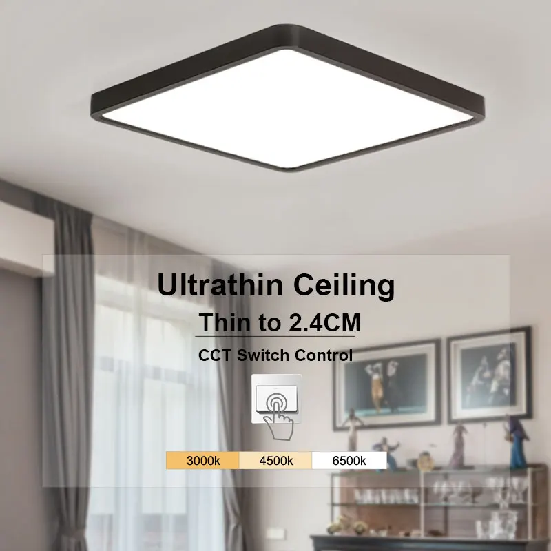 Description Picture 2 of itemSquare 0.9inch LED Ceiling Light 36w24wTuya Smart Remote/App Voice Control Alexa/Google Control Large Ceiling Lights Living Room