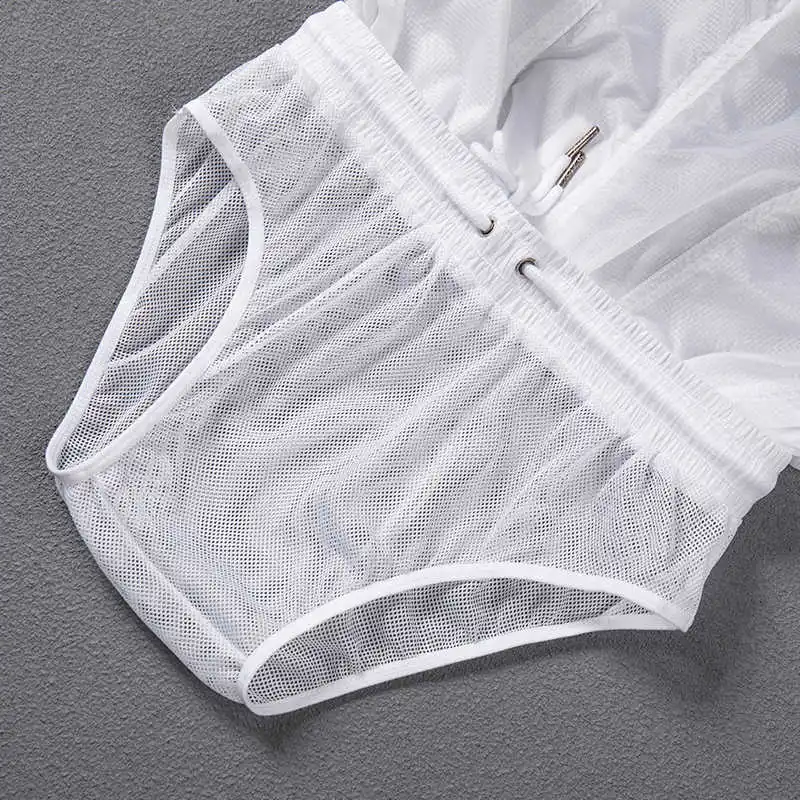 Boxer briefs swim trunks swim briefs Seobean Transparent mens swim shorts 5 inch Swimming trunks For man Sexy swimwear See through beach boxer briefs Zwembroek