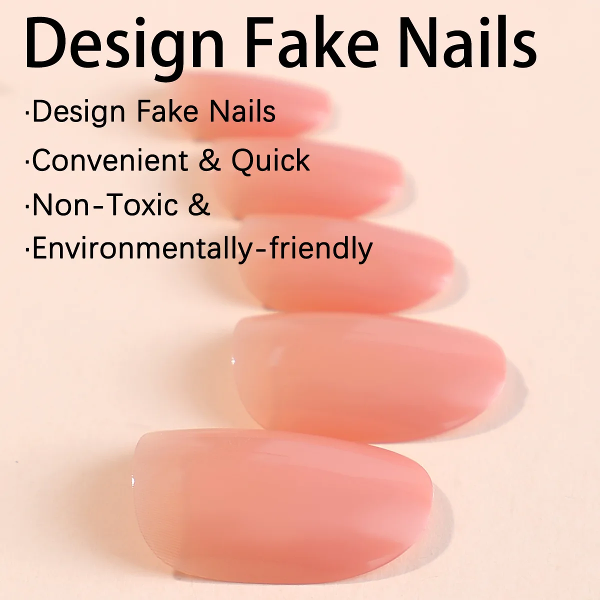 Description Picture 4 of itemIns Simple Pink False Nails Wearable Artificial Nail Tips Sweet Round Head Press on Nails for Girl Women Manicure Set 24pcs